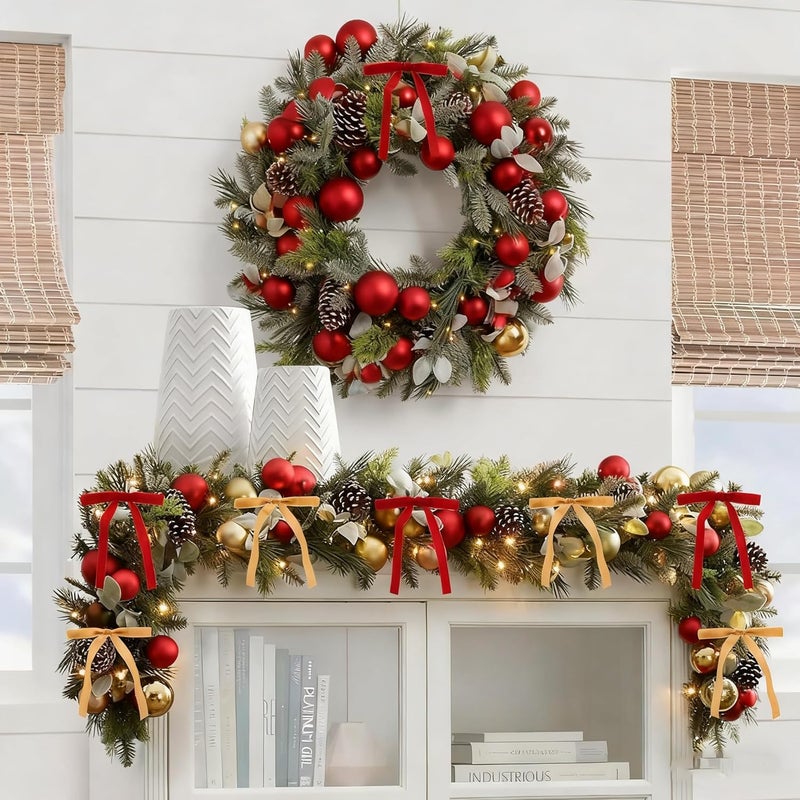 Pwiuor 30 Pcs Velvet Christmas Tree Bows Decorations, Vintage Velvet Ribbon Bows with Twist Tie for Wreath Garland Gift Wrapping Indoor Outdoor Decor(Red & Khaki) - Image 4